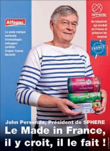 John Persenda, le président du groupe Sphere, spécialisé dans la fabrication d’emballages ménagers, notamment sur son site Schweitzer SAS à Ludres, a affiché son made in France à l’occasion d’une campagne de publicité dans la presse nationale et régionale.