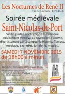 La première édition des Nocturnes de René II, organisée par l’association Connaissance et Renaissance de la Basilique de Saint-Nicolas-de-Port, est annoncée le 7 novembre.