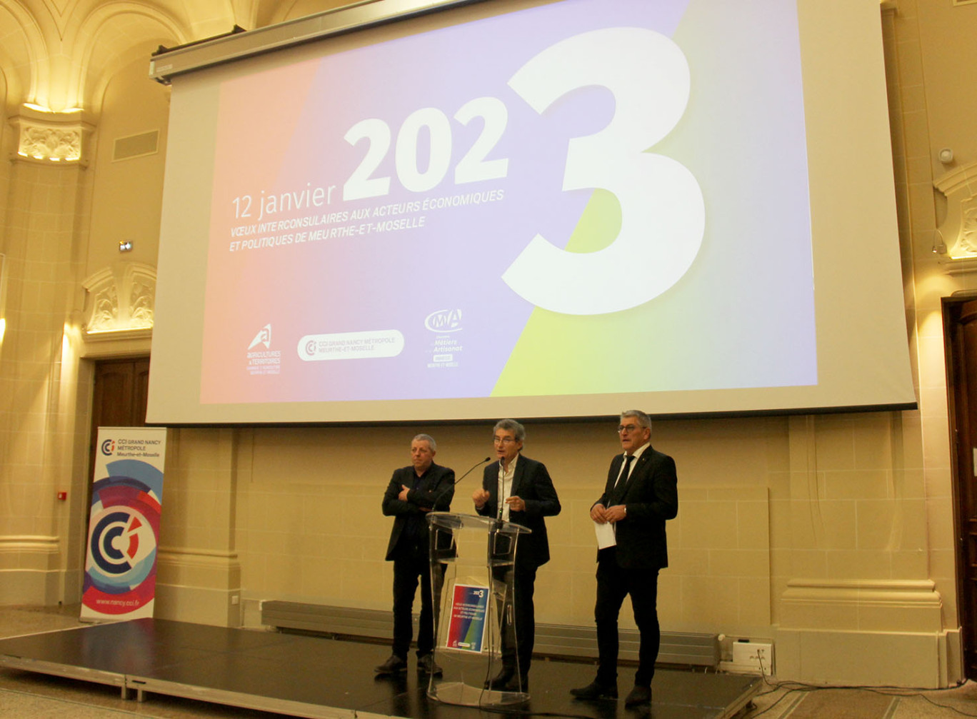 Les trois présidents des chambres consulaires de Meurthe-et-Moselle ont présenté leurs vœux aux acteurs économiques et politiques le 12 janvier à Nancy.