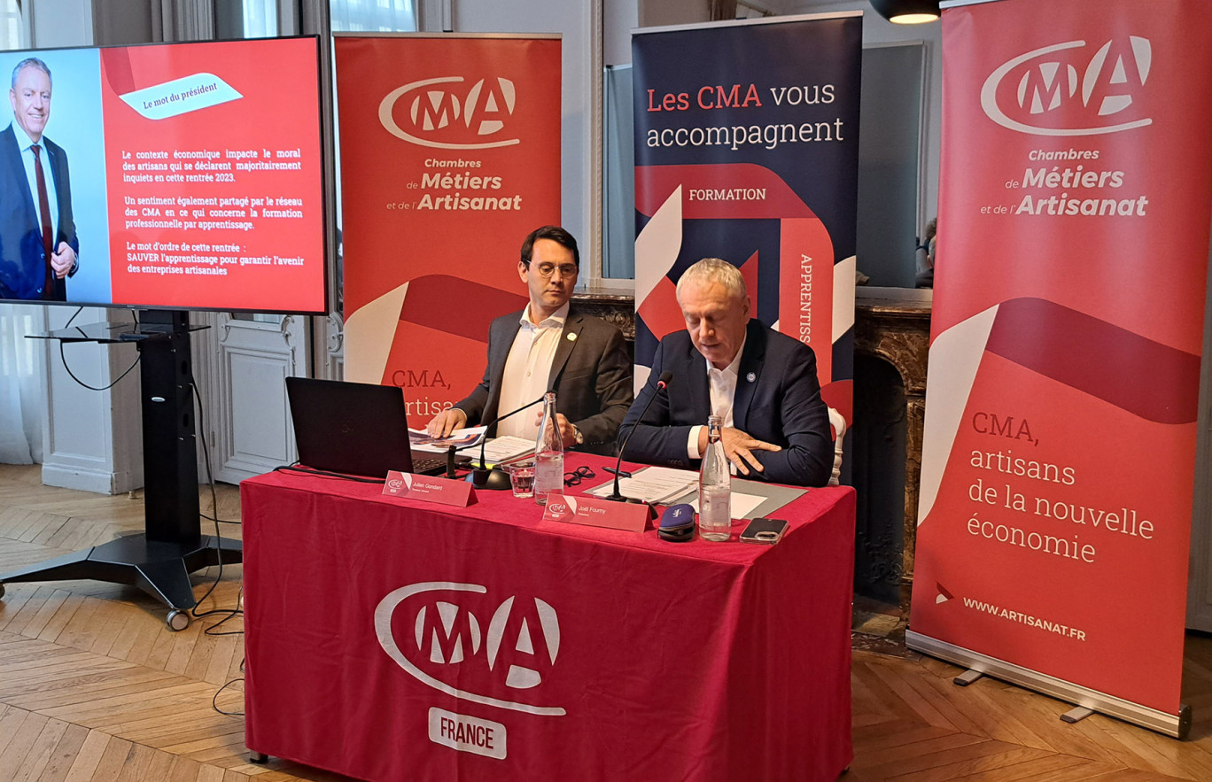 De gauche à droite, Julien Gondard, directeur général de CMA France et Joël Fourny, président de la CMA. © : Anne DAUBRÉE