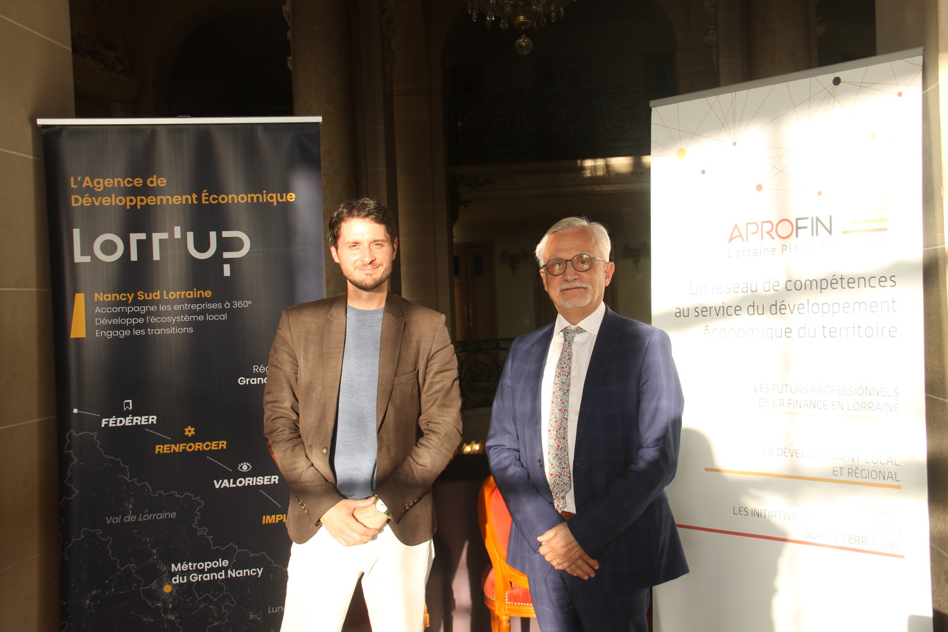 Charly Lalo, le directeur de Lorr’Up et Jean-Philippe Bolle, le président de l’Aprofin, unis pour enrayer la problématique grandissante des besoins en fonds propres des entreprises.