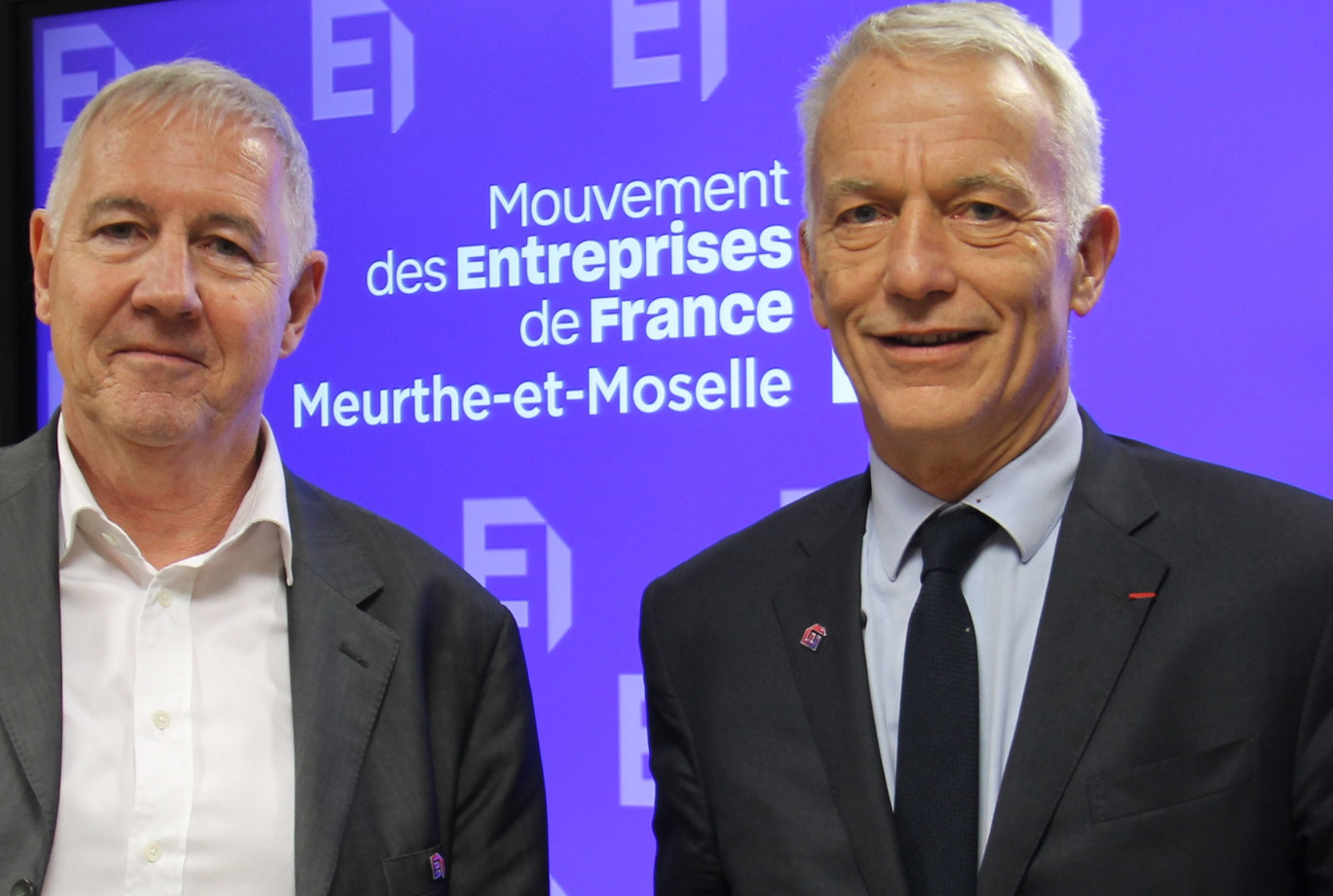 Patrick Martin (à droite), président national du Medef était l’invité du Medef de Meurthe-et-Moselle, présidé par Gilles Caumont, le 5 décembre dernier.
