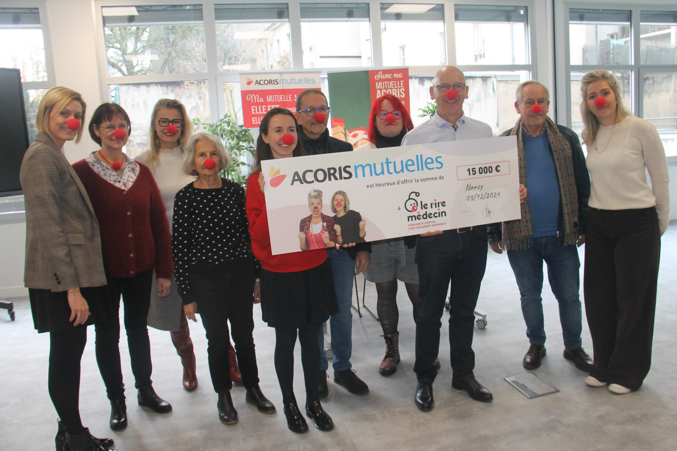 15 000 € ! C’est le soutien apporté cette année par Acoris Mutuelles à l’association Le Rire Médecin soit 5 000 € de plus que l’an passé.