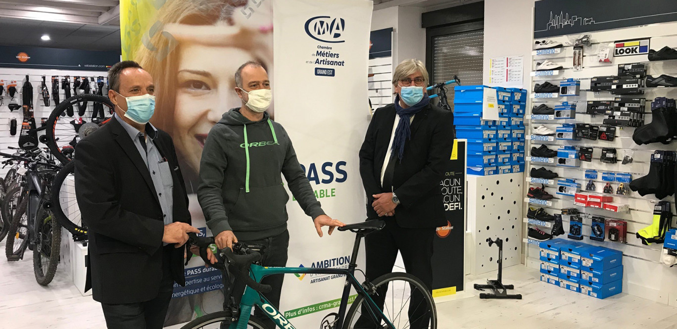 © : CRMA Grand Est
Vélo Station Toul a bénéficié du Pass durable développé par la CMA de Meurthe-et-Moselle lui permettant d’être labellisée Répar’acteur.