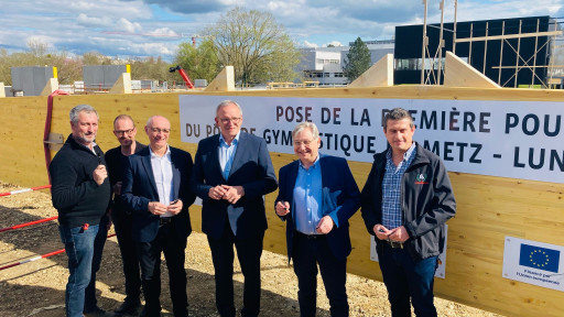 Metz : la première poutre de l'Espace Gymnique a été posée